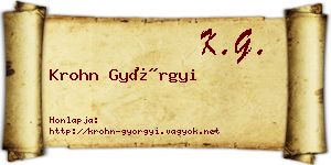 Krohn Györgyi névjegykártya