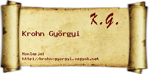 Krohn Györgyi névjegykártya